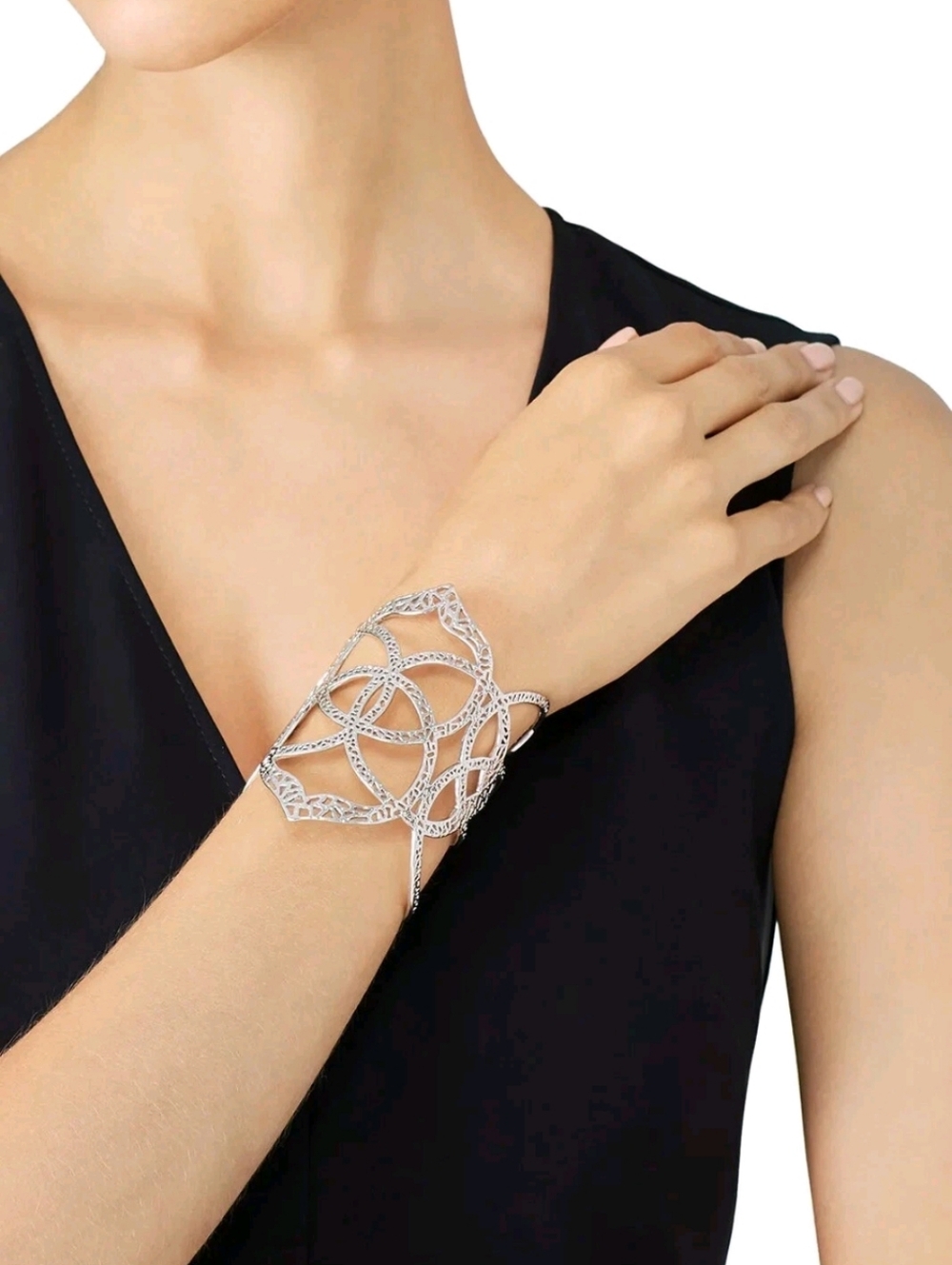 Kendra Scott Roni Silver Filigree Open Cuff Statement Bracelet